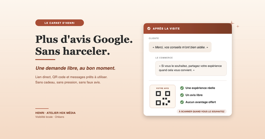 Commerçant présentant un QR code à une cliente pour recueillir un avis Google authentique