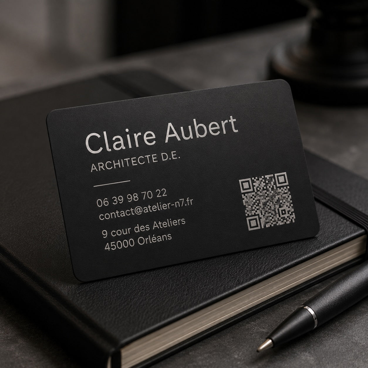 Carte de visite métal SIGNATURE — Recto-verso & QR code