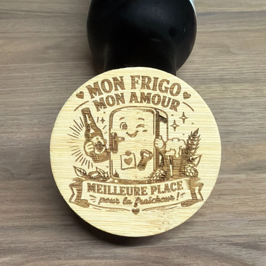Ouvre-bouteille magnétique en bambou à personnaliser — logo, texte ou visuel