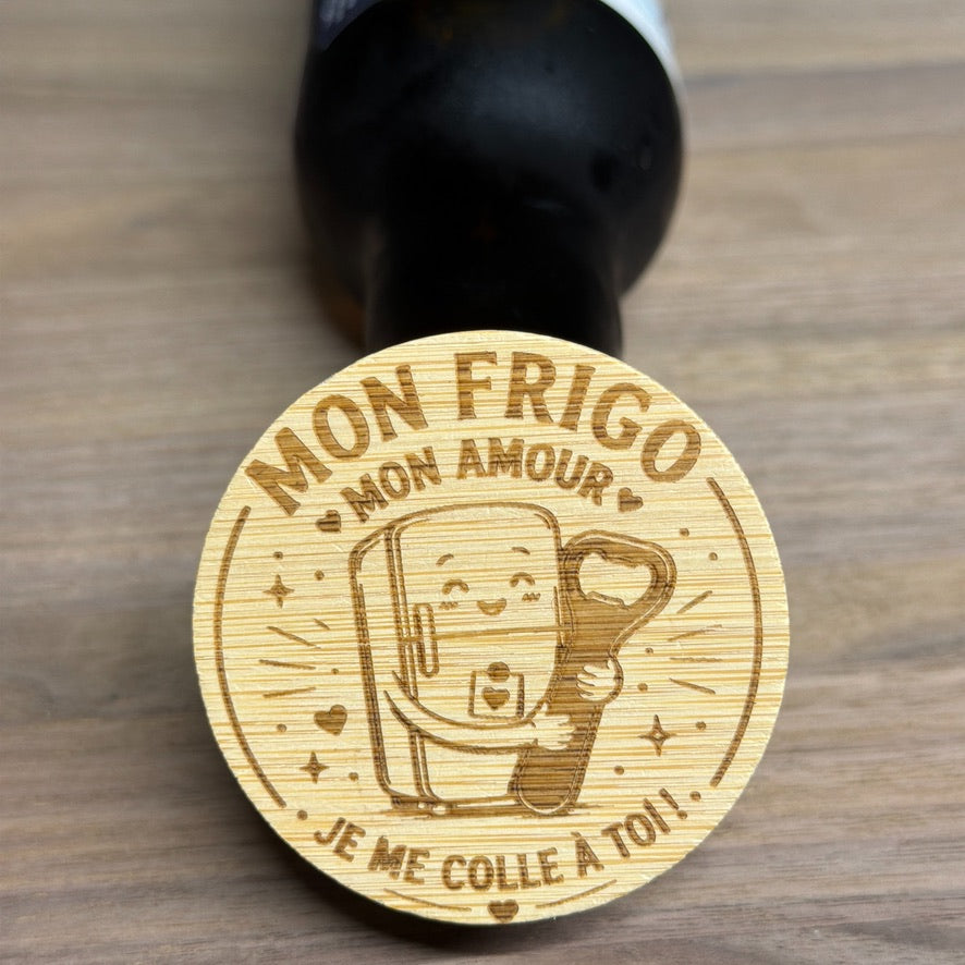 Ouvre-bouteille magnétique en bambou à personnaliser — logo, texte ou visuel