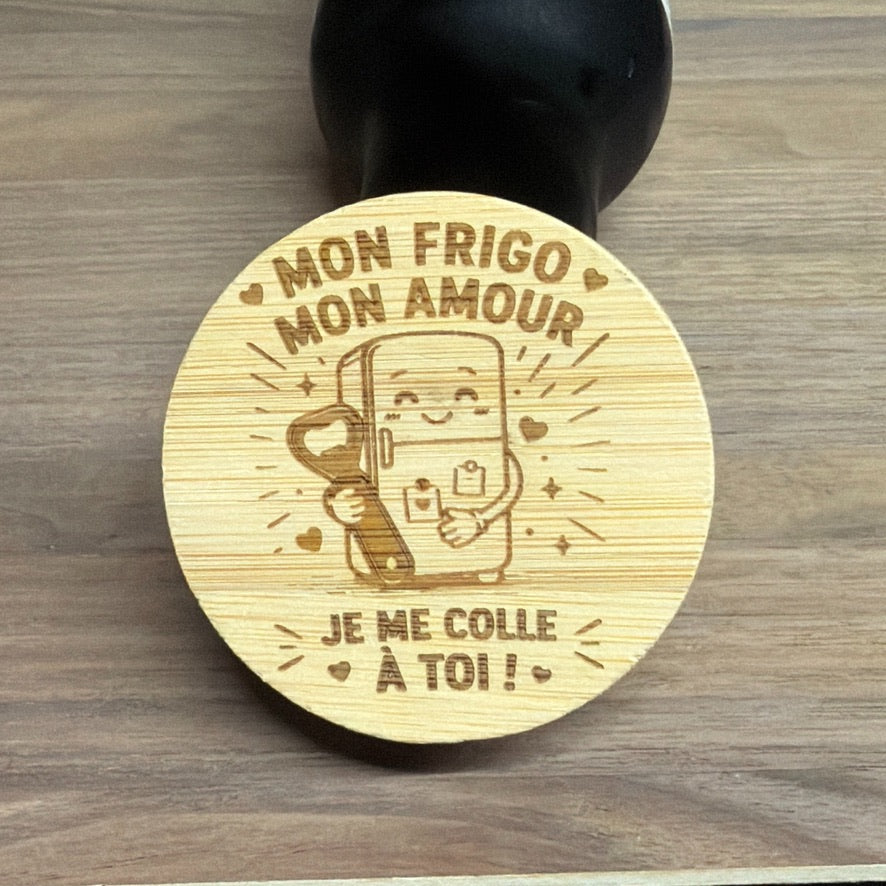 Ouvre-bouteille magnétique en bambou à personnaliser — logo, texte ou visuel